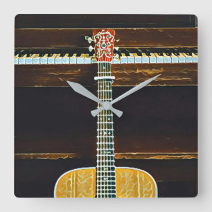 Guitar lovers gifts square wall clock