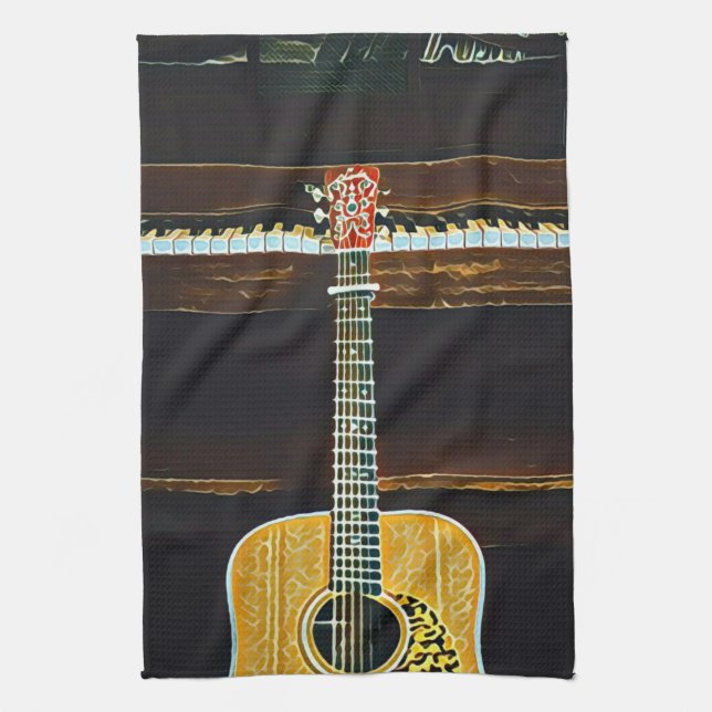 Guitar lovers gifts tea towel (Vertical)