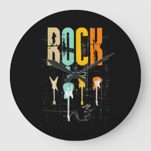 Guitar Lovers Retro Style Gift For Guitarist Large Clock