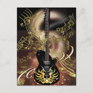 Guitar Magic Flames from Hell with Heavenly Notes Postcard