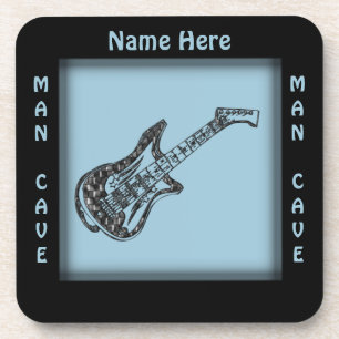 Guitar Man Cave Name Coaster