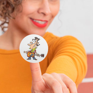 Guitar Man Rockstar Classic Round Sticker