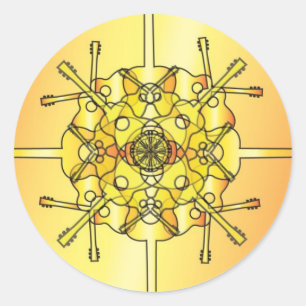 Guitar Mandala Classic Round Sticker