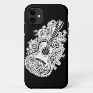Guitar Melody: Floral Guitar Colouring Page Case-Mate iPhone Case