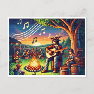 Guitar Month 16-Bit Pixel Art Postcard