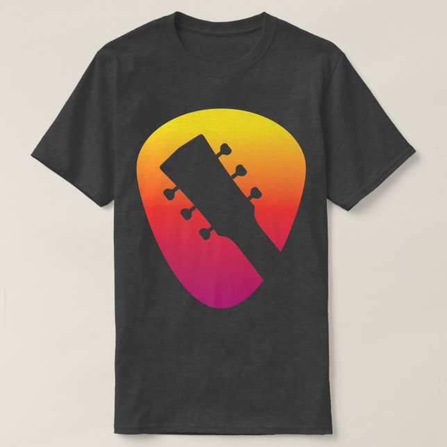 Guitar Moonlight Nature Lake Shadow Loves String M T-Shirt (Design Front)