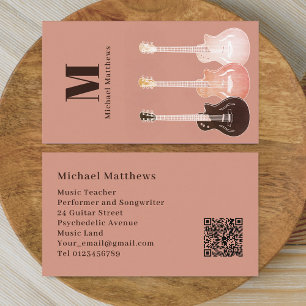 Guitar Muisc Teacher QR Code Business Card
