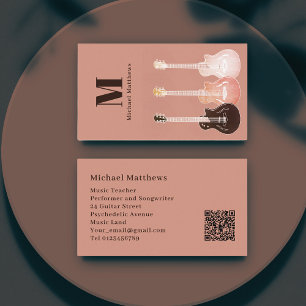 Guitar Muisc Teacher QR Code Business Card