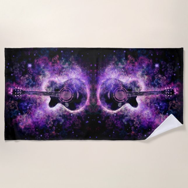 Guitar Music Beach Towel (Front)