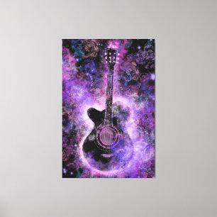 Guitar Music Canvas Print Purple Black