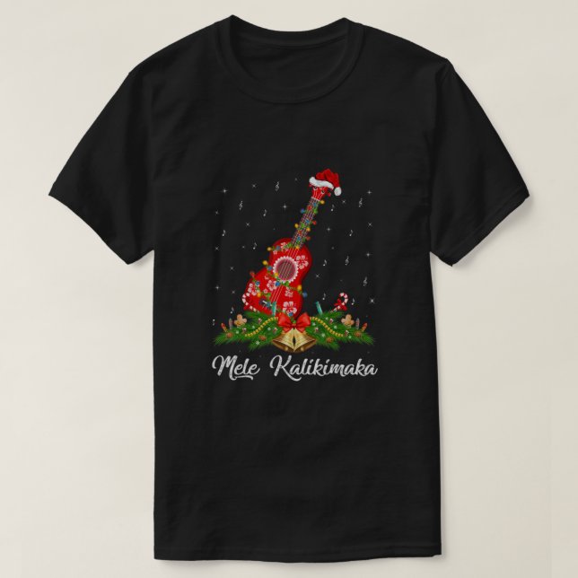 Guitar Music Hawaiian Ukulele Mele Kalikimaka Chri T-Shirt (Design Front)