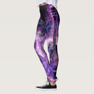 Guitar Music Leggings Purple