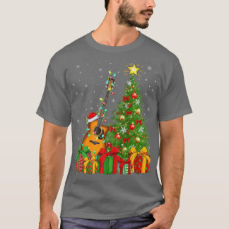 Guitar Music Lighting Xmas Tree Santa Hat Guitar C T-Shirt