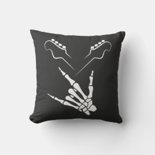 Guitar Music Lover Awesome Rocker Skeleton Hand  Cushion