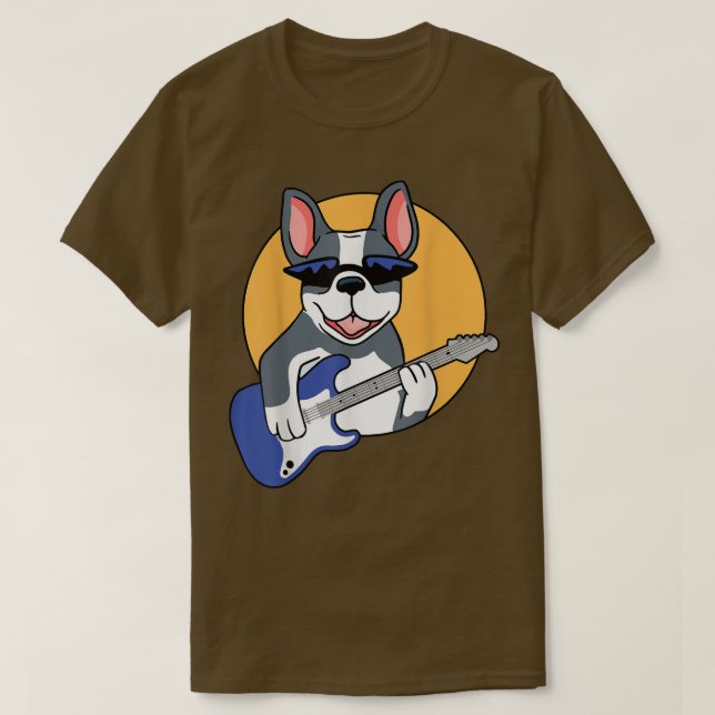 Guitar Music Lover French Bulldog Frenchie Guitar  T-Shirt (Design Front)