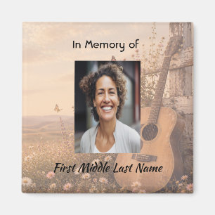 Guitar Music Memorial Prayer Card Photo Keepsake Magnet