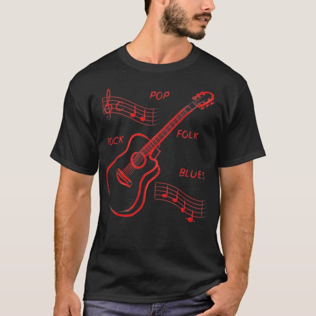 Guitar music motif notes musician  (2) T-Shirt (Front)