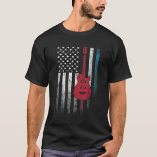 Guitar Music Musician 4th of July American Flag US T-Shirt