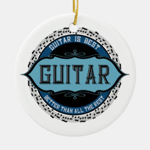 Guitar Music Note Circle Ceramic Tree Decoration