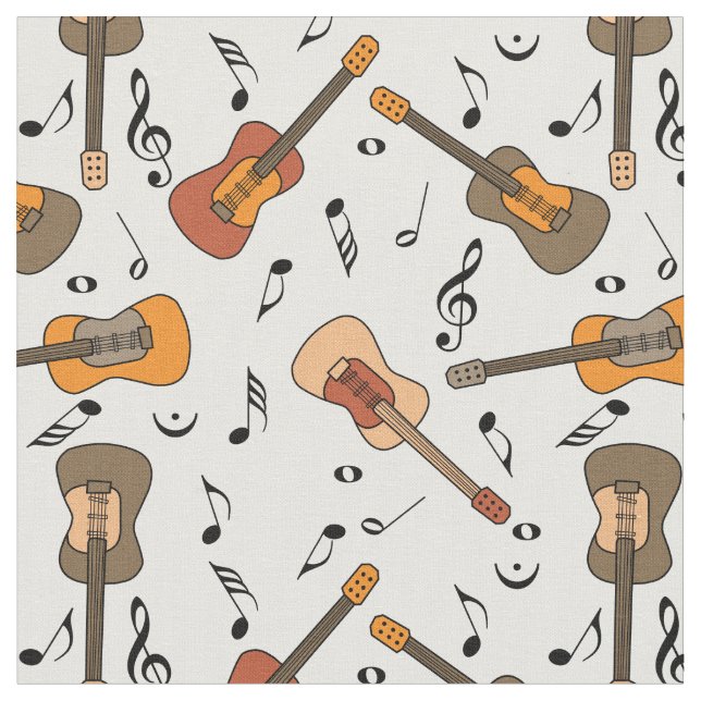 Guitar Music Notes  Fabric (Close Up)