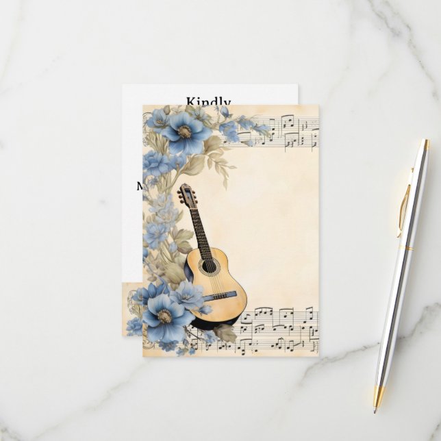 Guitar Music Notes Flowers (Front/Back In Situ)