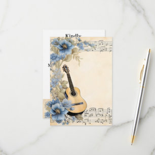 Guitar Music Notes Flowers
