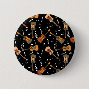 Guitar Music Notes Pattern 6 Cm Round Badge