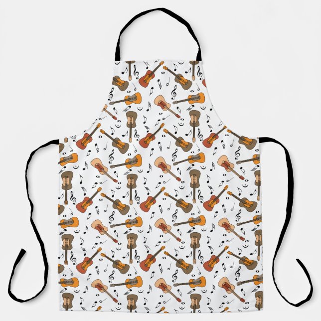 Guitar Music Notes Pattern Apron (Front)
