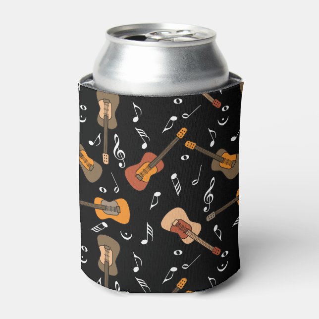 Guitar Music Notes Pattern Can Cooler (Can Front)