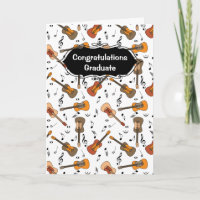 Guitar Music Notes Pattern Graduation Card