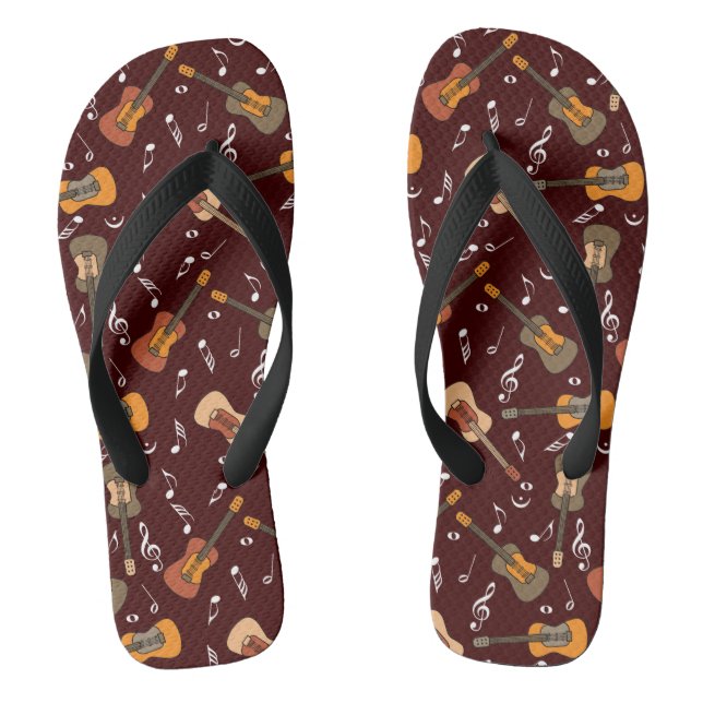 Guitar Music Notes Pattern Jandals (Footbed)