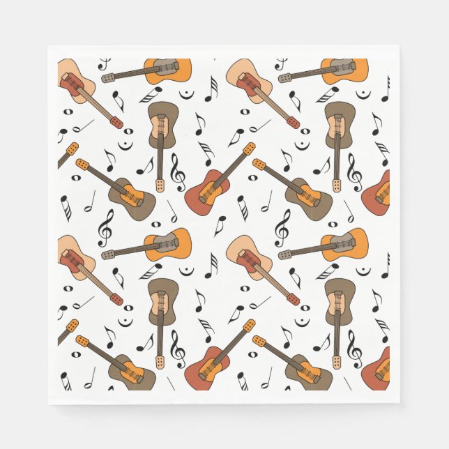 Guitar Music Notes Pattern Napkin (Front)
