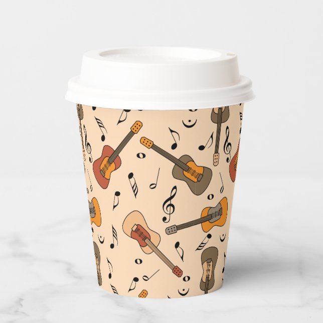 Guitar Music Notes Pattern Paper Cups (Front)