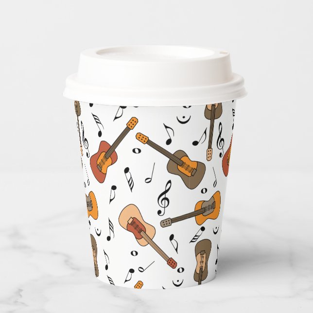 Guitar Music Notes Pattern Paper Cups (Front)