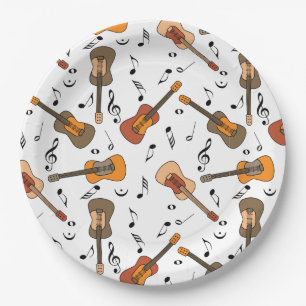 Guitar Music Notes Pattern Paper Plate