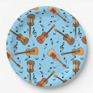 Guitar Music Notes Pattern Paper Plate