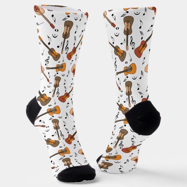 Guitar Music Notes Pattern Socks (Angled)