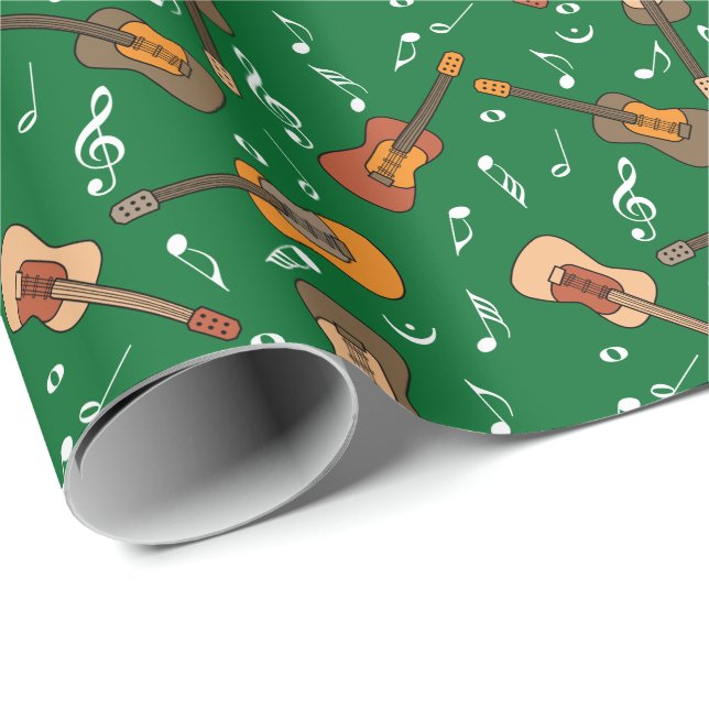 Guitar Music Notes Pattern Wrapping Paper (Roll Corner)
