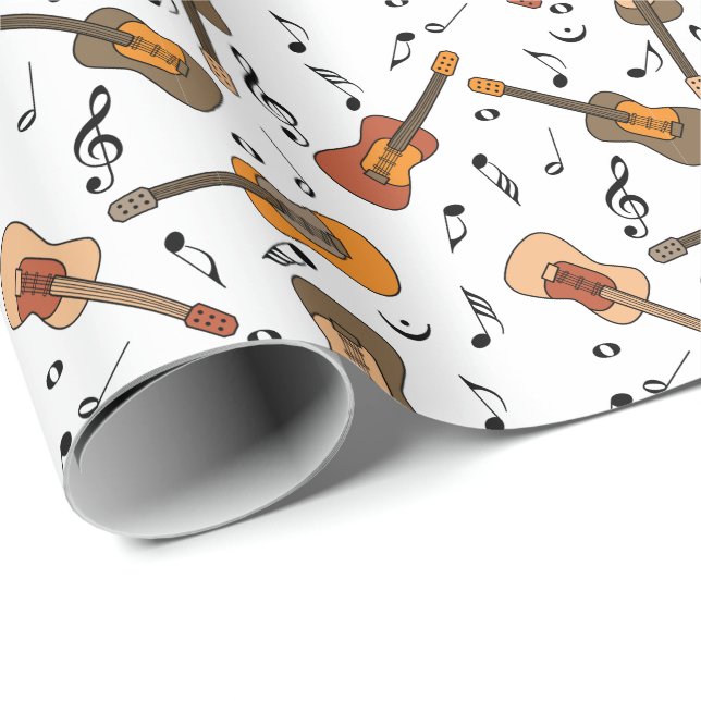Guitar Music Notes Pattern Wrapping Paper (Roll Corner)