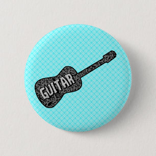 Guitar Music Notes Text 6 Cm Round Badge