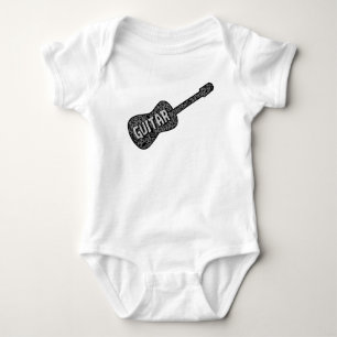Guitar Music Notes Text Baby Bodysuit
