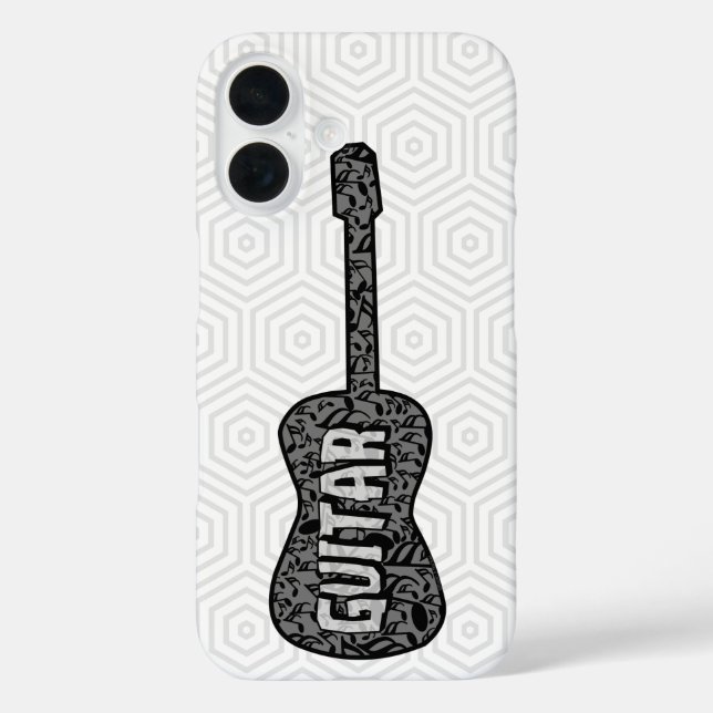 Guitar Music Notes Text Case-Mate iPhone Case (Back)