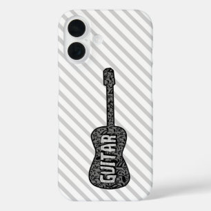 Guitar Music Notes Text iPhone 16 Case