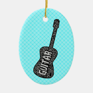 Guitar Music Notes Text Ceramic Tree Decoration
