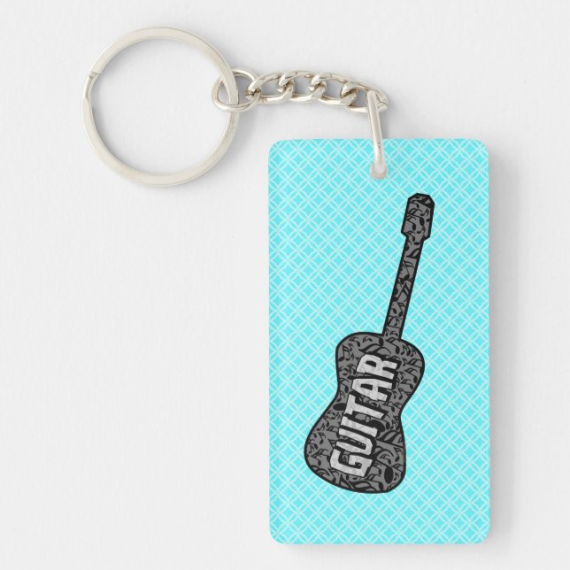 Guitar Music Notes Text Key Ring (Front)