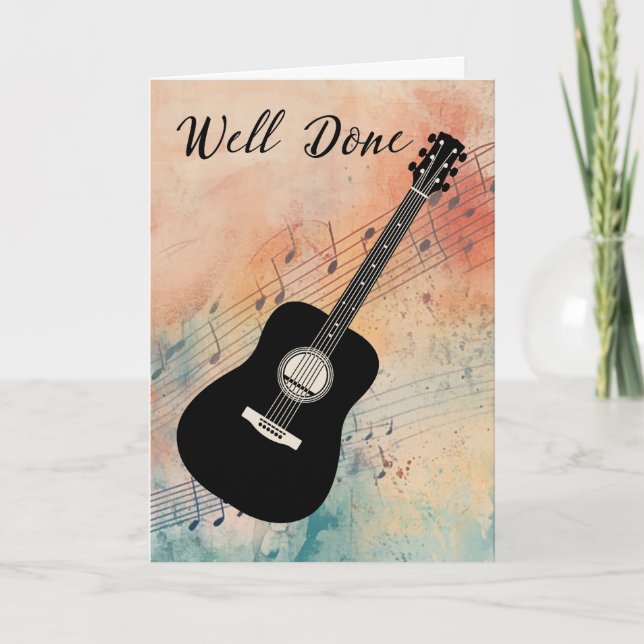 Guitar Music Performance Congratulate Watercolor Card (Front)