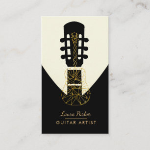 Guitar Music Player Artist DJ Geometric Black Business Card