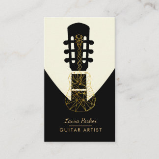 Guitar Music Player Artist DJ Geometric Black Business Card