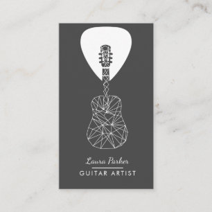 Guitar Music Player Artist DJ Geometric Black Business Card