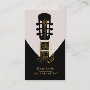Guitar Music Player Artist DJ Geometric Black Business Card